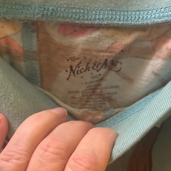 Nick & Nora Owl Pajama Set - Light Blue and Green - XXL - Picture 6 of 11